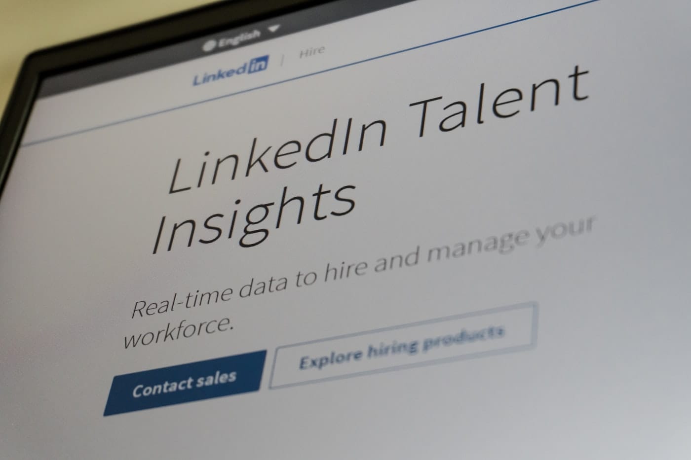 Linkedin talent insights website on a laptop screen